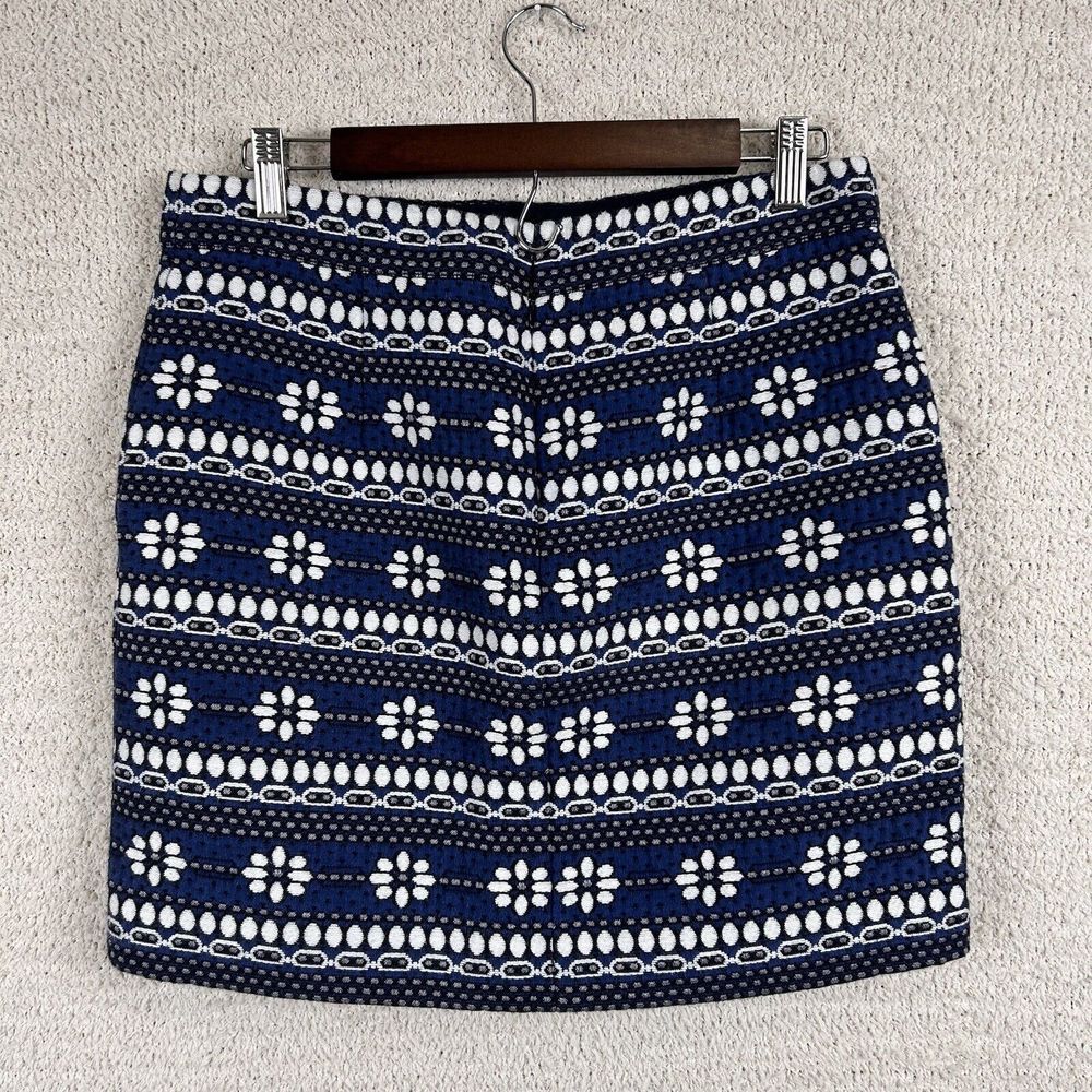 J. Crew Skirt Womens 6 Blue Floral Jacquard Lined Pencil Mini Back Zip Pockets - Picture 9 of 15